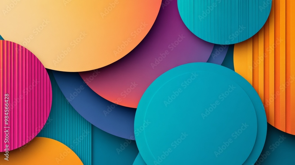 Poster vibrant circles and patterns in a lively color palette, perfect for modern design projects and backg