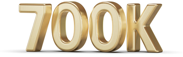 700K Followers Gold 3D Number