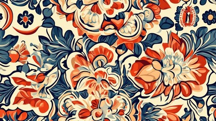 Floral seamless pattern with ethnic influences Abstract decorative design