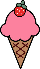 Illustration of Strawberry-Flavored Ice Cream Vector