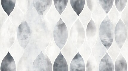 White Modern Ogee Tile with Gray Tie Dye Print Artistic Dirty Art Canvas featuring Elegant Aquarelle Paintbrush style Pastel Brushed Texture complemented by Light Repeating Stripes Captivating Tra