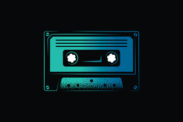 Audio cassette. Original vector illustration in vintage style. T-shirt design.