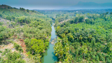 Obraz premium Summer landscape with river and trees