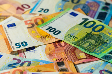 Close up 20 and 50 euro banknotes. Purchases, business, finances concept 2
