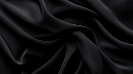 Fototapeta premium A close-up of smooth, black fabric showcasing its texture and folds.
