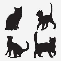 Print Cat silhouette isolated on white background