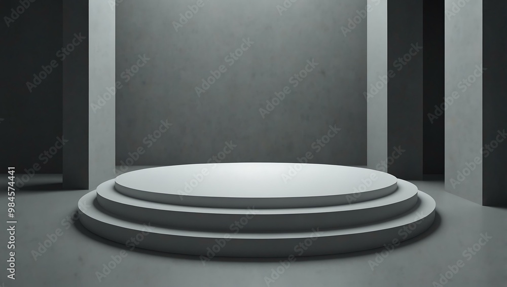 Poster minimalist 3d scene with a circular platform.