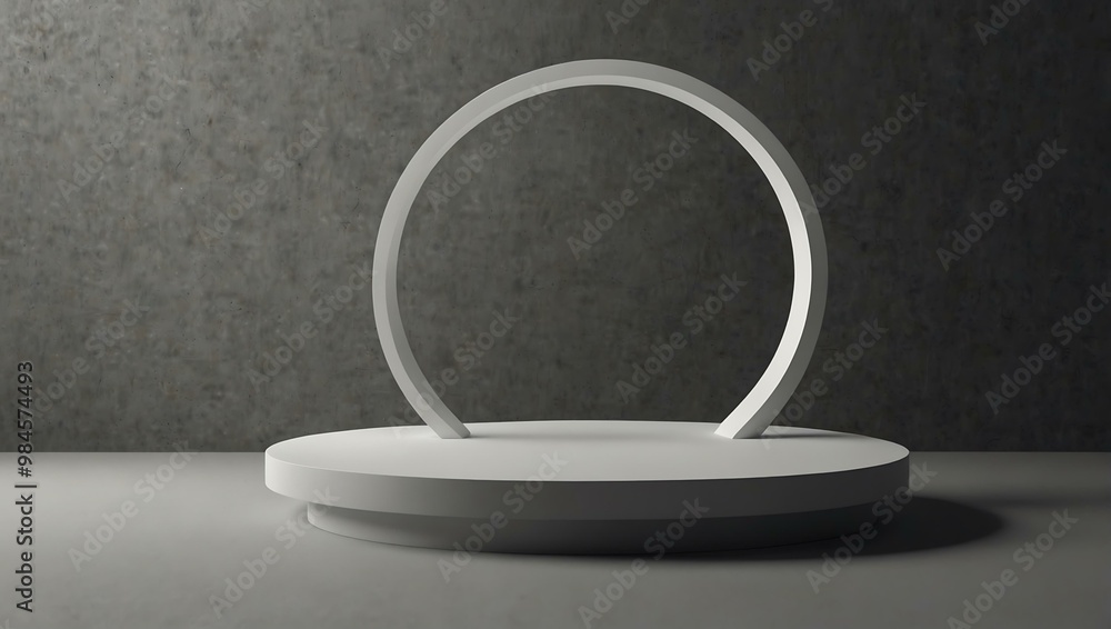 Poster minimalist 3d scene with a circular platform.