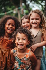 Fototapeta premium A group of young children standing side by side, a heartwarming scene