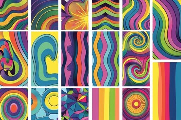 Colorful abstract art design featuring swirling shapes and lines