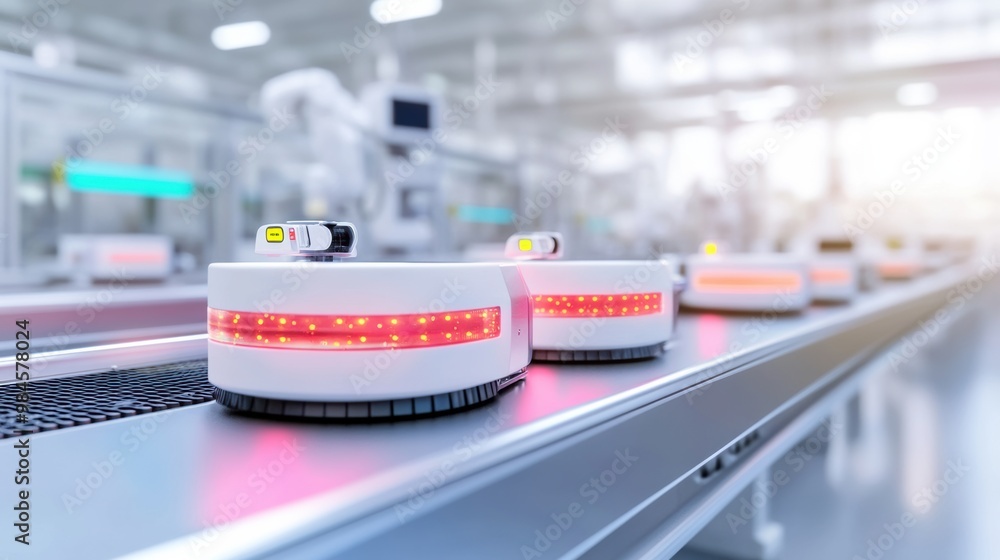 Poster automated robots in modern warehouse environment