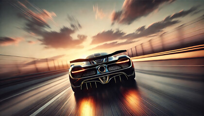 Obraz premium スポーツカーが猛スピードで道路を走る4
