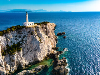 Cape Lefkatas Lighthouse, on Lefkada Island, Greece