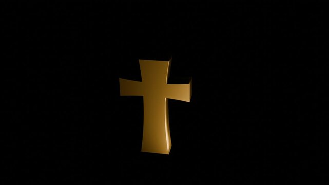 golden cross Christian for symbol icon logo transparent background. Alpha channel. HD footage
