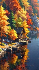 house on the lake wallpaper