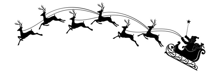 santa claus rides a sleigh with reindeer