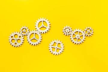 Gears chain beak as a symbol of problem in teamwork and business automation