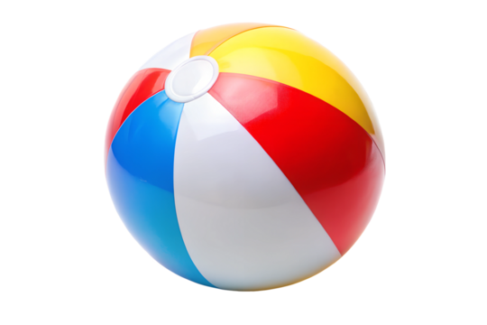 Classic beach ball isolated on transparent background for summer fun