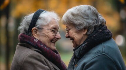 Fototapeta premium Friendship in old age, illustrating the beauty of lifelong companionship and shared wisdom