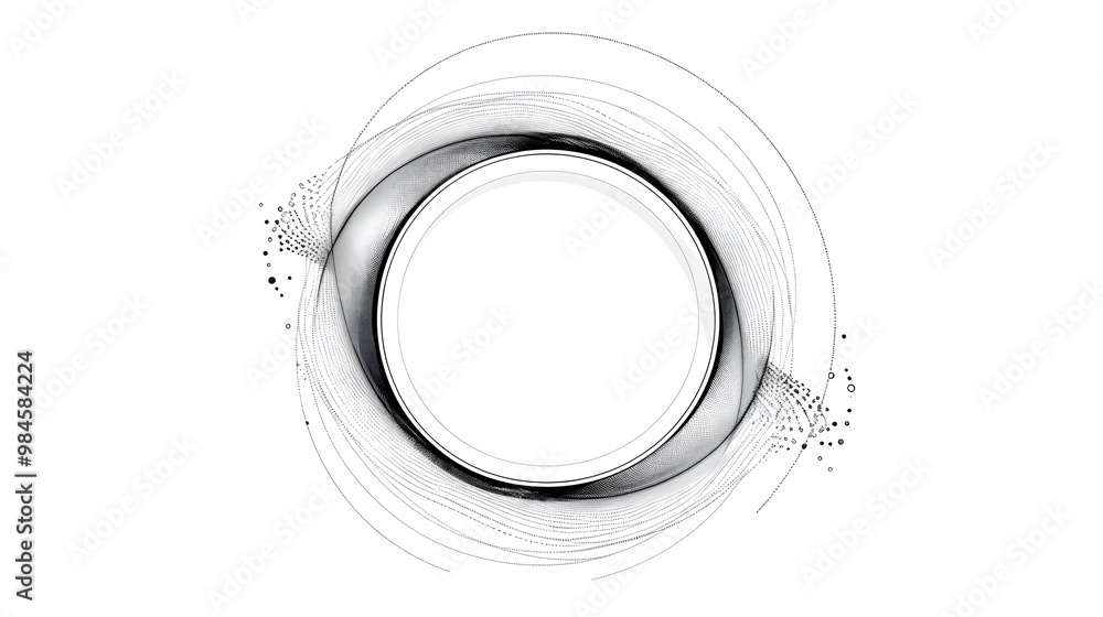 Poster classic circular line frame with dotted detailing ideal for monogram designs on white background