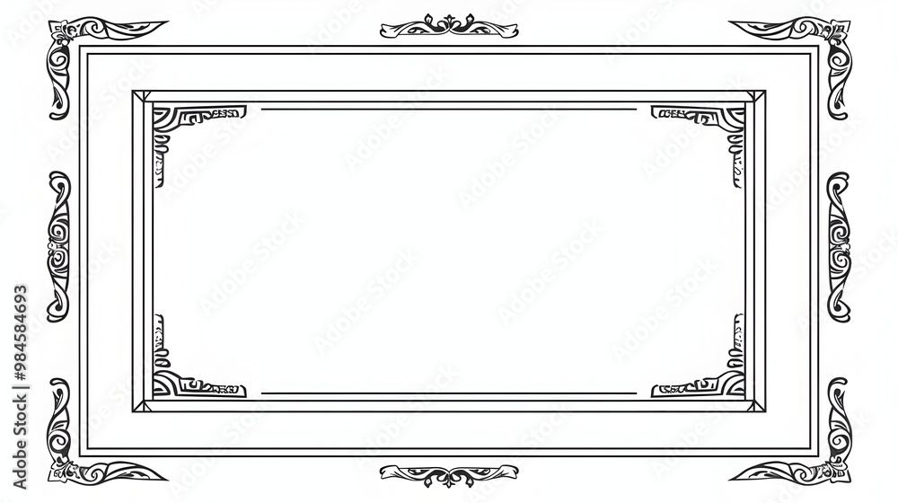 Poster classic rectangle line frame with double line detailing for formal documents