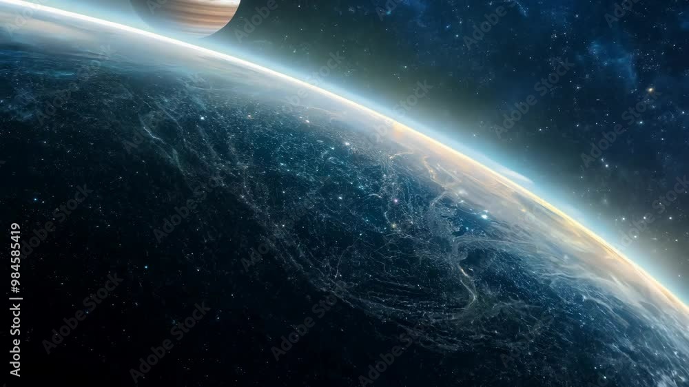 Aufkleber exploring an advanced spacecraft in earth's orbit during a stunning cosmic event