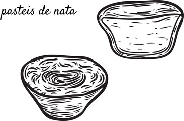 Portuguese cupcake engraved vector isolated on white background.