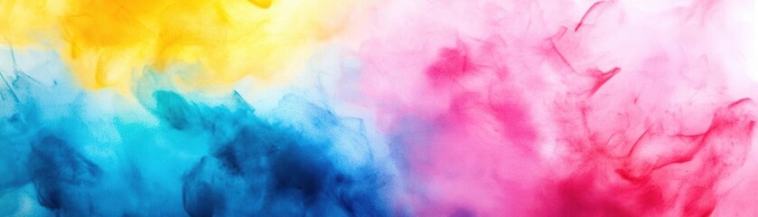 Abstract watercolor wash in soft pastel hues of pink, blue, and yellow, gentle brushstrokes with a natural texture, light and artistic background, ideal for creative visuals
