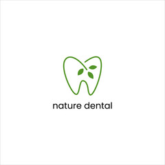 simple nature dental logo. feminine green leaf dentistry design vector