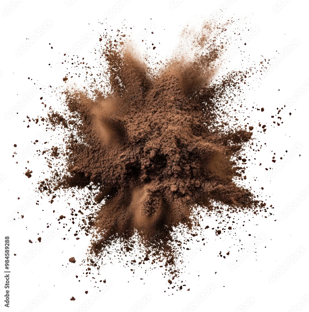Poster png exploding cocoa powder on white