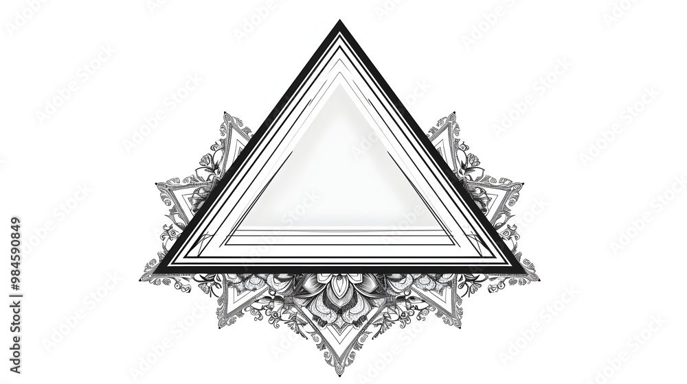Poster elegant triangular line frame with ornate detailing for sophisticated designs