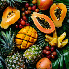 An assortment of tropical fruits