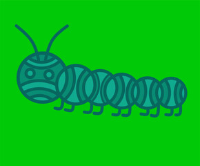 Caterpillar. Caterpillar Vector. Caterpillar geometric design. Caterpillar green background.