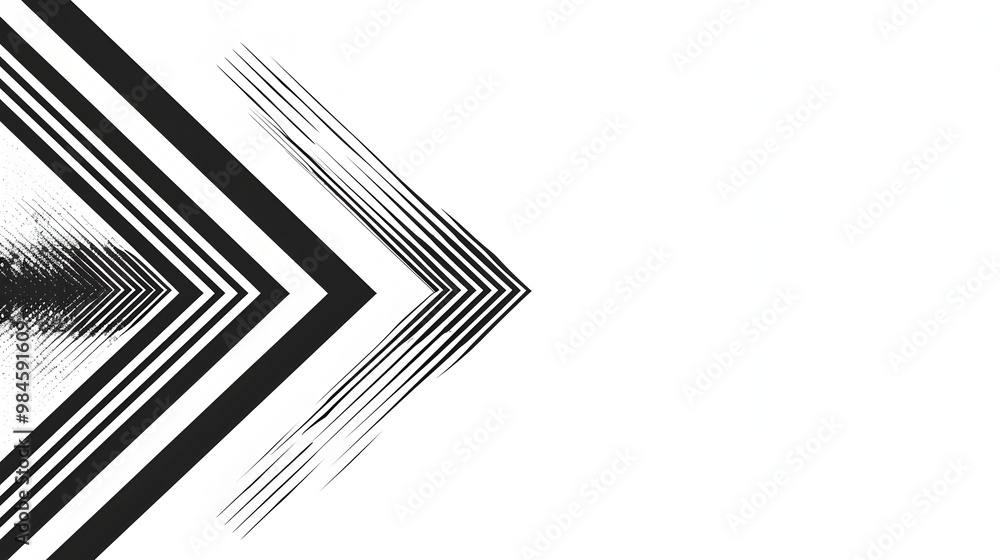 Poster minimalistic geometric arrow shaped line frame on white background