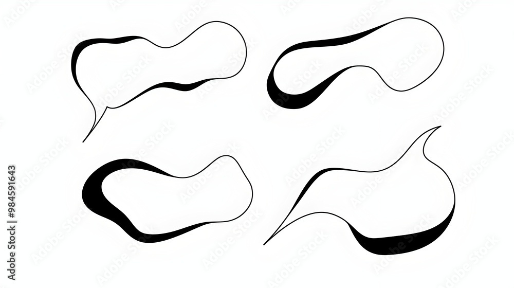 Poster minimalist speech bubble line frame with clean curves for modern communication tools