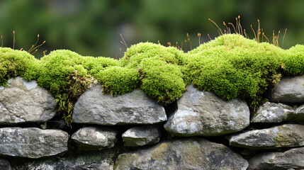 Moss growing on a simple stone wall.


