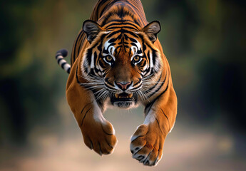 A tiger running with roaring © Narayana