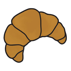 This drawing is a simple illustration of a croissant, a type of crescent-shaped pastry