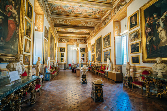 Rome, Italy. March 2 2024 - Interior of the Palace Spada Roma. The palace houses the Italian State Counsel.