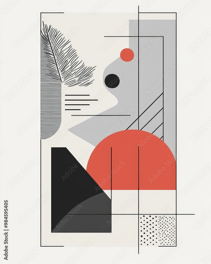 Poster minimalist line art illustration featuring horizontal lines and modern art elements combined with si