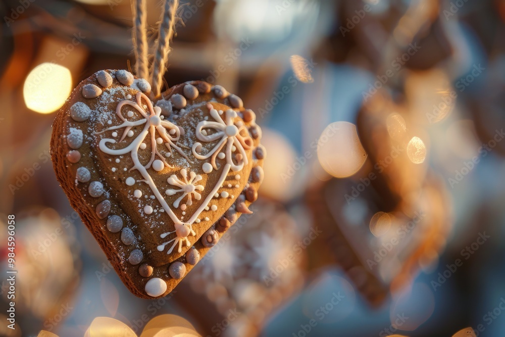 Poster a single heart-shaped cookie hangs from a string