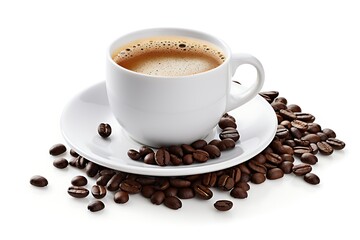 Fototapeta premium Cup of coffee with coffee beans