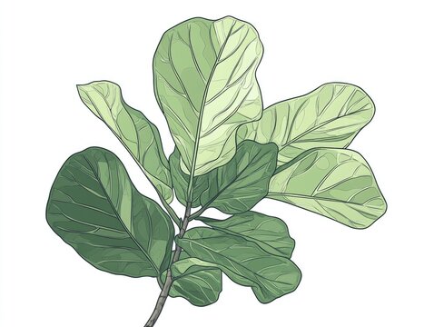 green fiddle leaf fig plant on white clip art preview