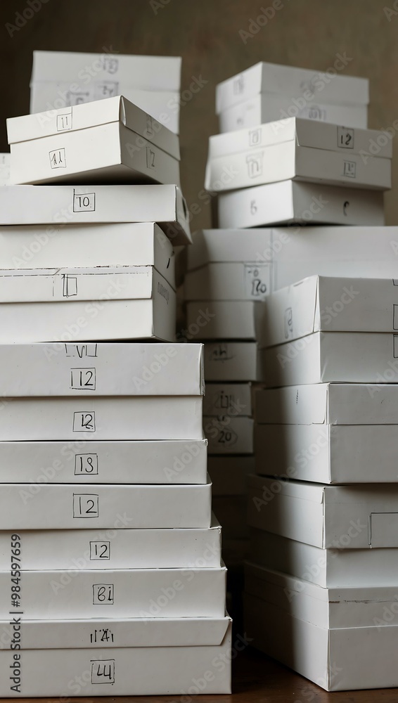 Poster Stack of white boxes numbered 1 through 12.