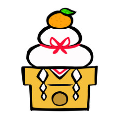 鏡餅の手描きイラスト