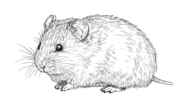recommend clip art: Line art illustration featuring an engraved ink drawing of a hamster