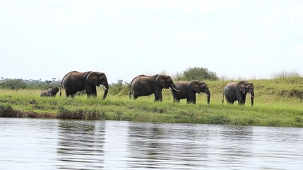 Fototapeta premium African elephants, Kazinga Channel