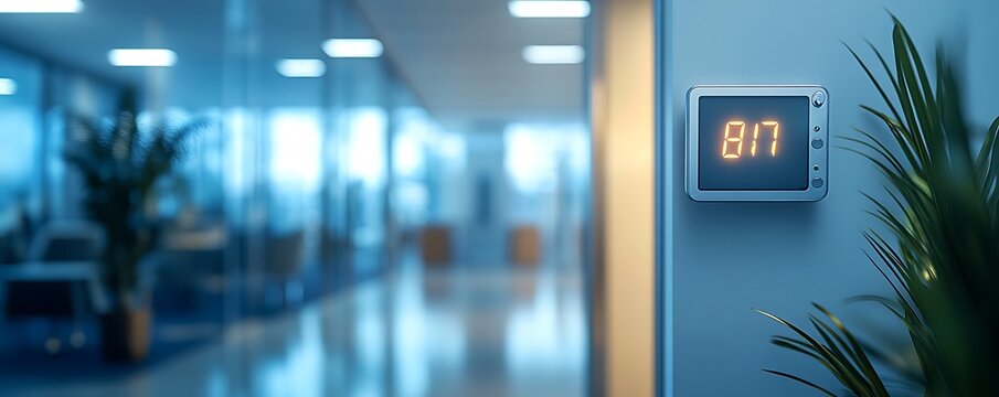 Office door with a digital display showing the room number 817.
