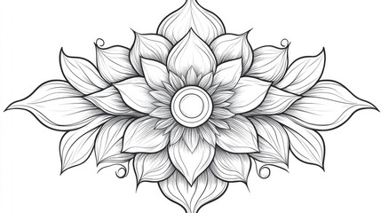 Line art illustration of a decorative ornamental rosette suitable for ethnic or tattoo designs Raster format