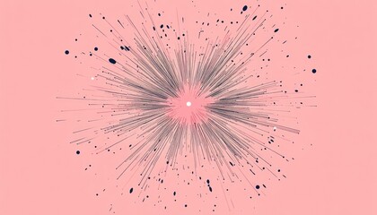 Abstract line art illustration featuring an explosion star on a pink background